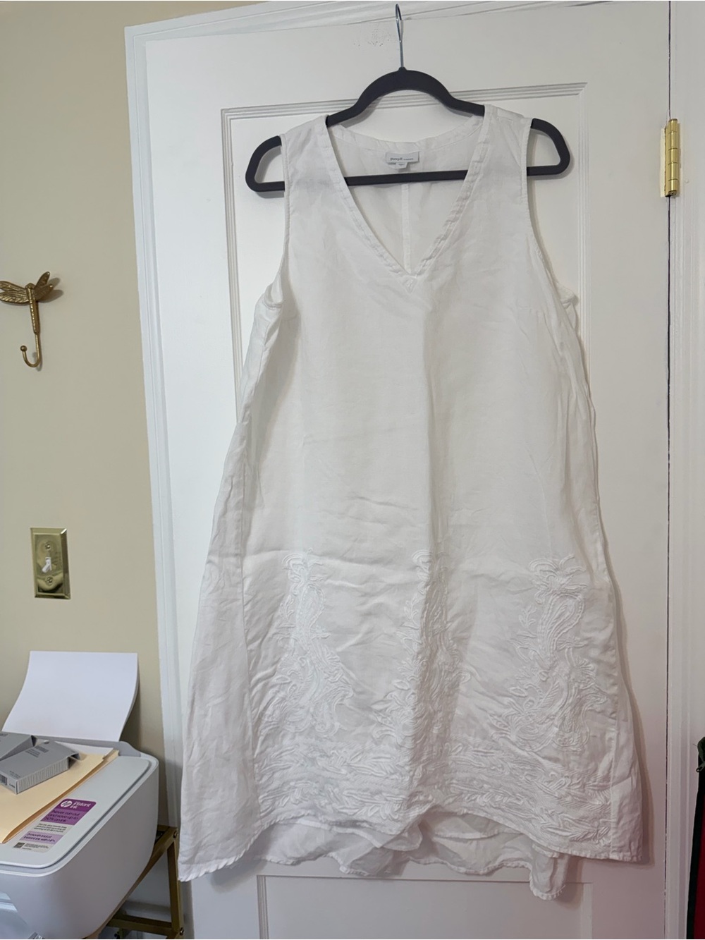 J. Jill White Sleeveless Linen Midi Dress